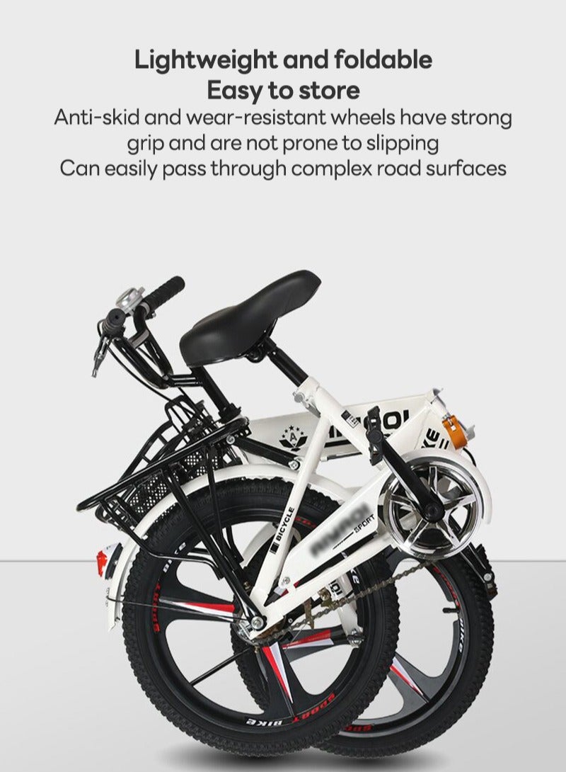 شاربدو دراجة جبلية قابلة للطي بإطار من الفولاذ عالي الكربون مقاس 20 بوصة ممتصة للصدمات، دراجة محمولة خفيفة الوزن للنساء والرجال، دراجة المدينة للعمل والمدرسة - Image 3