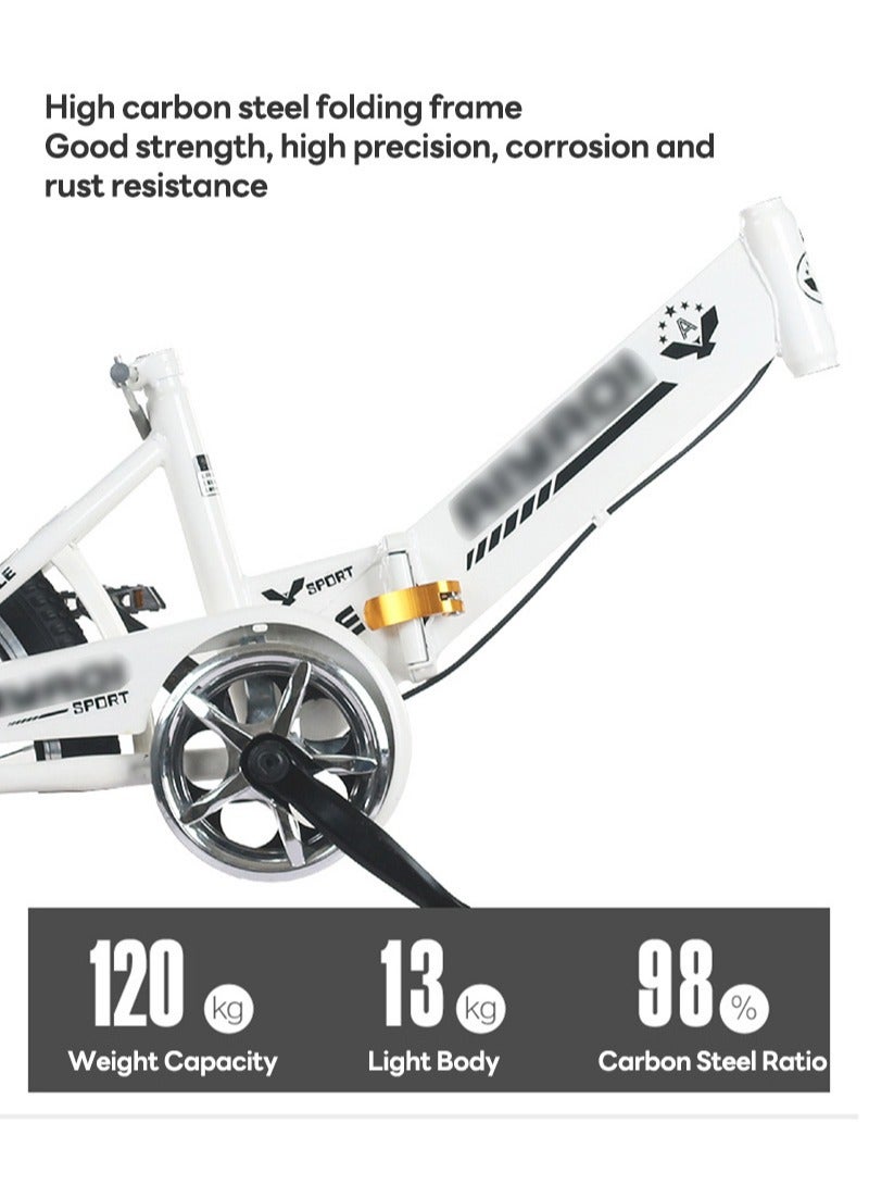 شاربدو دراجة جبلية قابلة للطي بإطار من الفولاذ عالي الكربون مقاس 20 بوصة ممتصة للصدمات، دراجة محمولة خفيفة الوزن للنساء والرجال، دراجة المدينة للعمل والمدرسة - Image 5