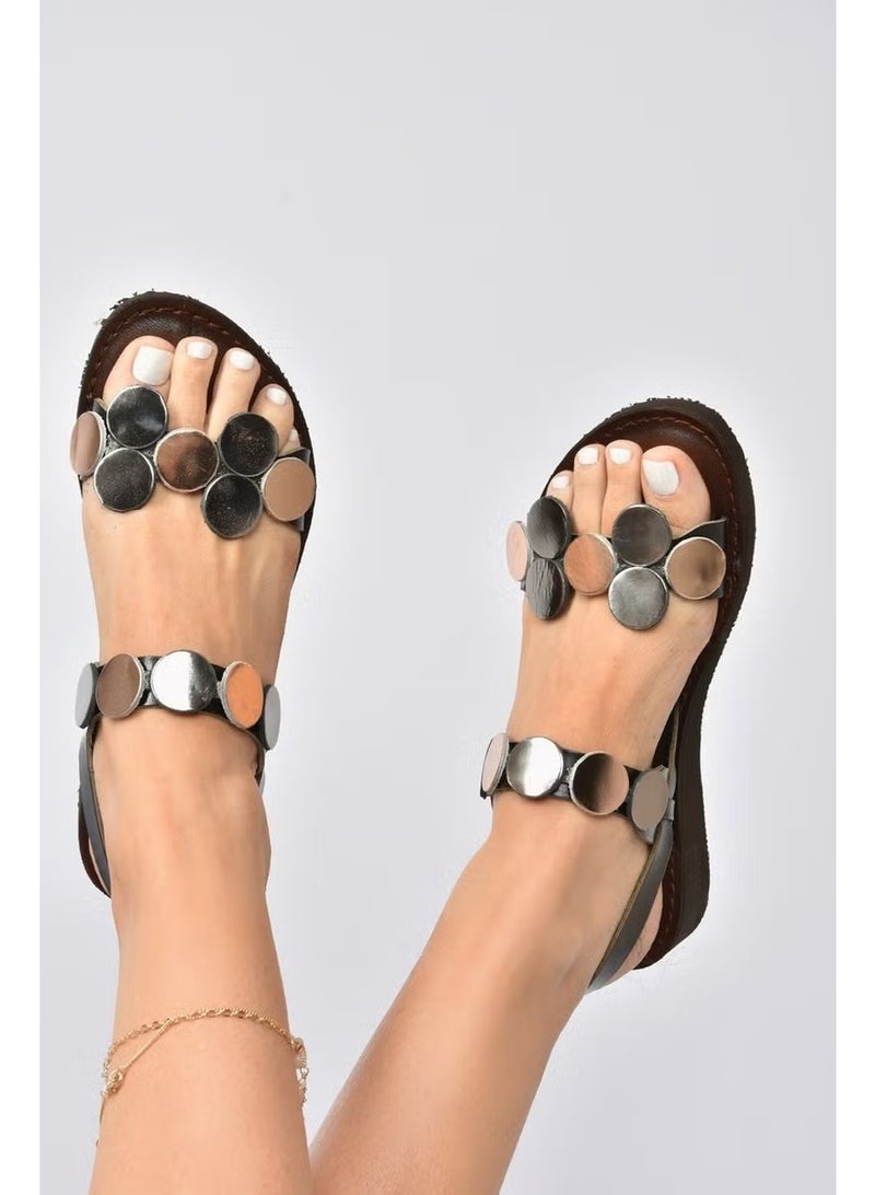 Fox Shoes Black Genuine Leather Women's Sandals K374680603 - Image 3