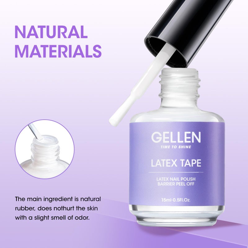 Gellen Latex Tape for Nails, Fast Drying Liquid Latex Nail Polish Barrier Peel off Latex Tape Kit Cuticle Guard for Nail Art Liquid Latex Barrier Protector - Image 5