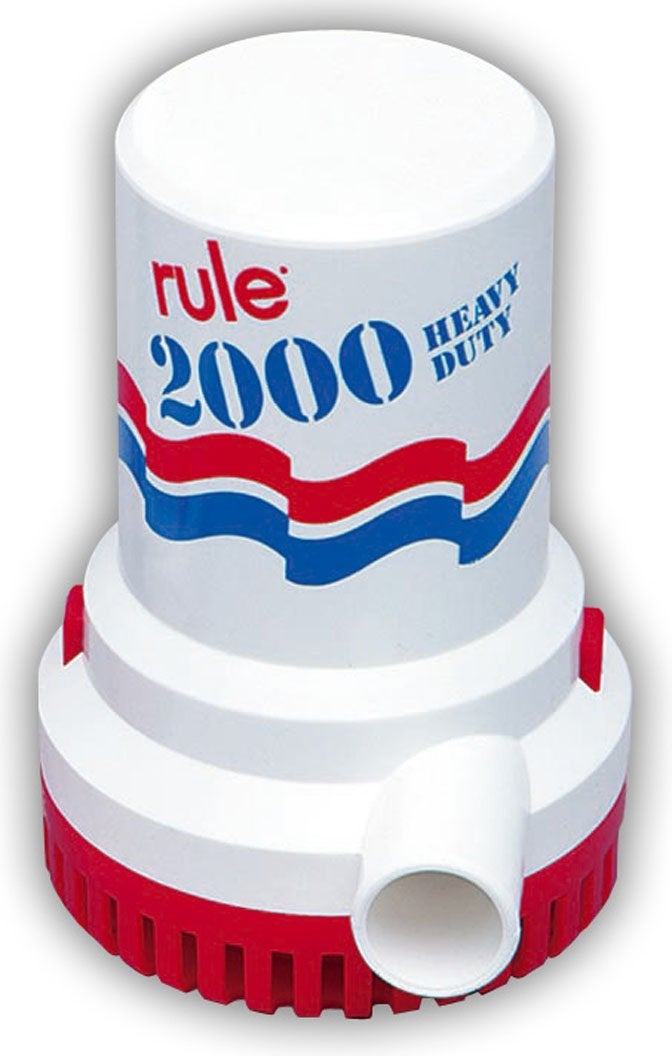 Rule 12 Marine Bilge Pump, 2000 Gallon Per Hour, Non-Automatic, 24 Volt DC , White/Blue - Image 1