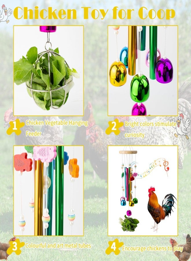 OOXYG Chicken Toys with Treat Ball for Coop, Chicken Wind Chime Toys for Hens with 5 Metal Bells, Hanging Chickens Coop Pecking Toy for Hens Chicks Poultry - Image 4