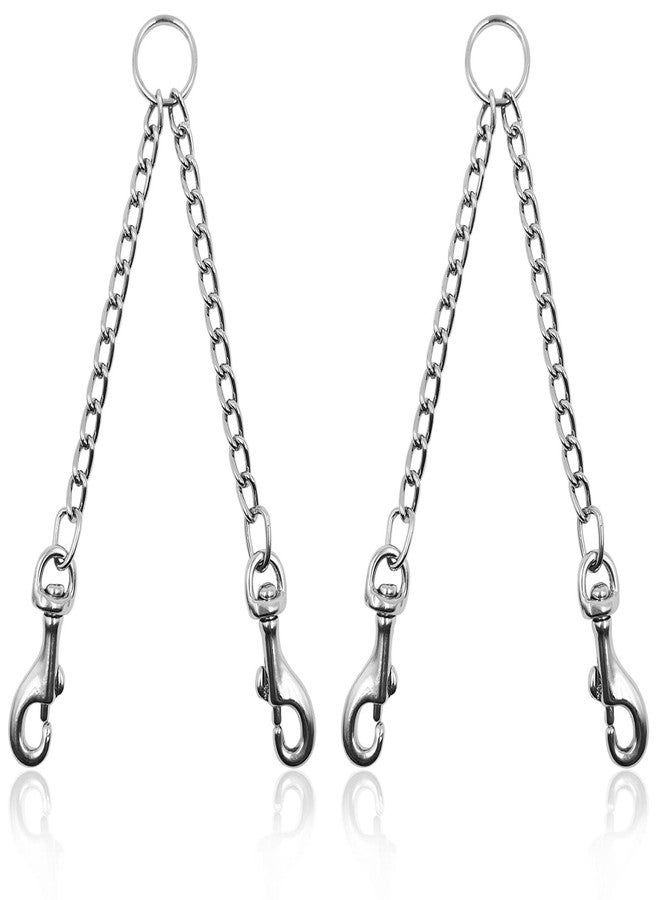YuCool 2 Pieces Heavy Duty Double Dog Leash Metal Chain,YuCool Metal Dual Dog Leash Coupler,Tangle Free Extension Splitter Lead for 2 Dogs for Walking-Sliver - Image 1