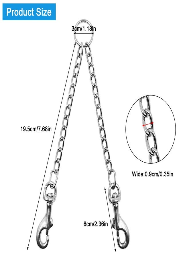 YuCool 2 Pieces Heavy Duty Double Dog Leash Metal Chain,YuCool Metal Dual Dog Leash Coupler,Tangle Free Extension Splitter Lead for 2 Dogs for Walking-Sliver - Image 2