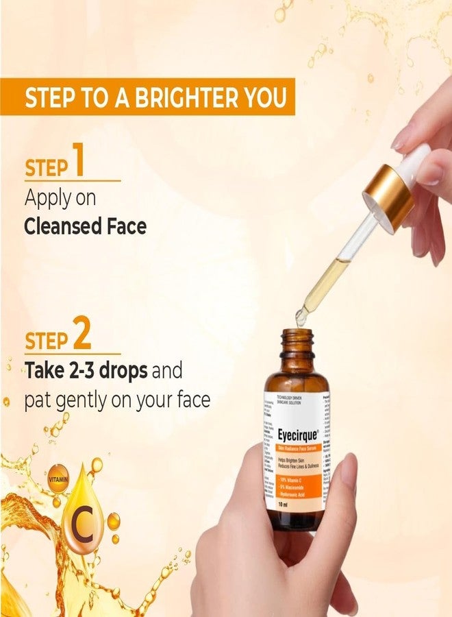 Eyecirque 10% Vitamin C Face Serum with 5% Niacinamide | Fades Dark Spots & Hydrates | Lightweight & Non-Sticky | For Oily, Dry, Normal & Combination Skin - 10ML - Image 2