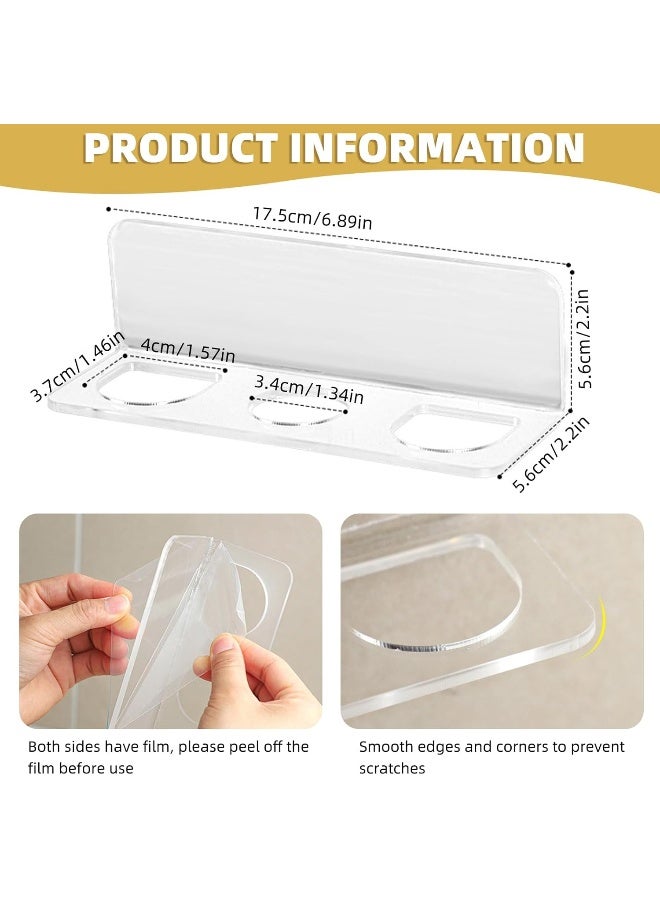 TPGP Acrylic Hair Brush Holder for Bathroom Adhesive Hair Tool Organizer Wall Mounted Hair Comb Holder Organizer Hot Tool Holder with 3 Holes Diameter 1.34-1.57 In, Remove Film Before Use  - Image 2