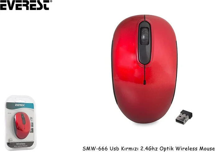 Everest SMW-666 USB Red 2.4Ghz Optical Wireless Mouse