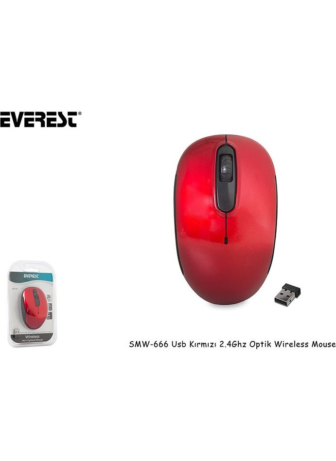 Everest SMW-666 USB Red 2.4Ghz Optical Wireless Mouse  - Image 4