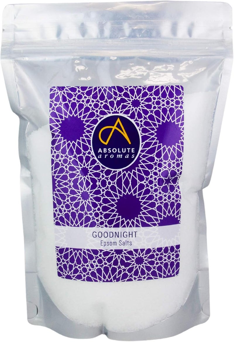 Absolute Aromas Goodnight Epsom Salt 1kg Magnesium Sulphate Infused with 100 Pure Lavender Chamomile Geranium Essential Oils