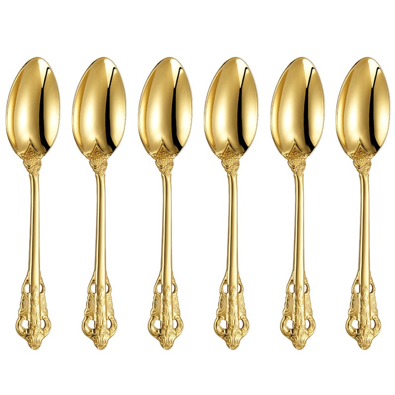 KEAWELL Luxurious 5.1-Inch Espresso Spoons Set - 6 Pieces - Mini Coffee Spoon, 18/10 Stainless Steel - Gorgeous Design with Exceptional Mirror Polished Finish (Gold) - Image 1