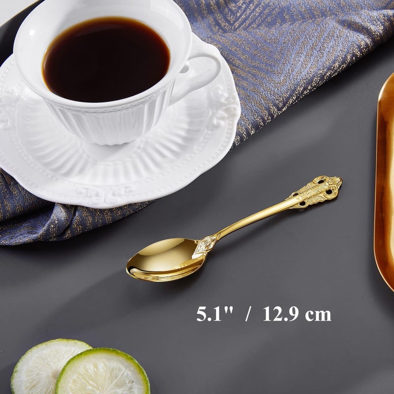 KEAWELL Luxurious 5.1-Inch Espresso Spoons Set - 6 Pieces - Mini Coffee Spoon, 18/10 Stainless Steel - Gorgeous Design with Exceptional Mirror Polished Finish (Gold) - Image 2