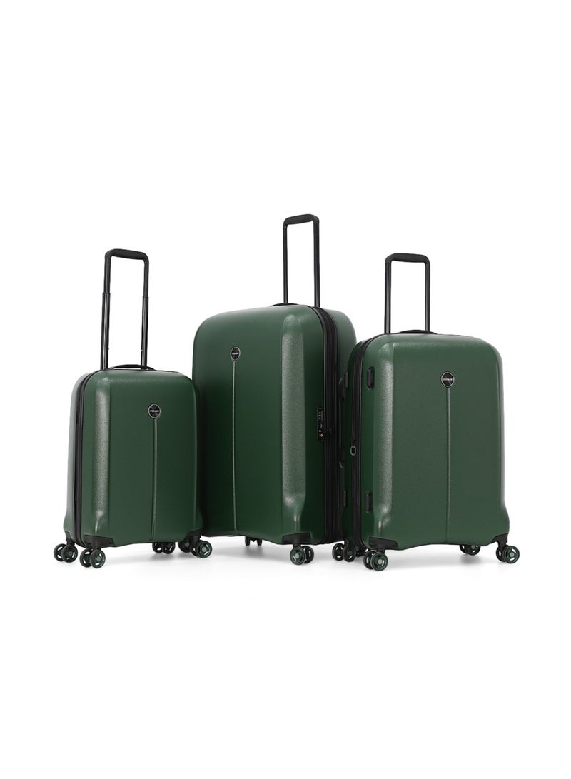 Verage  حقيبة سفر صلبة بعجلات، مجموعة من 3 قطع مع عجلة دوارة مزدوجة، باللون الأخضر (S-20 بوصة، M-24 بوصة، L-28 بوصة) - Image 1