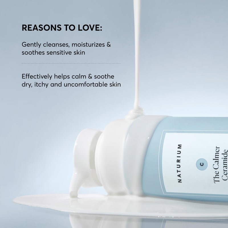 NATURIUM غسول الجسم ناتوريوم ذا كالمير سيراميد، خالي من العطور، منظف ومرطب للبشرة الجافة والحساسة، مختبر من قبل أطباء الجلد، خالي من البارابين والقسوة، 16.9 أونصة - Image 2