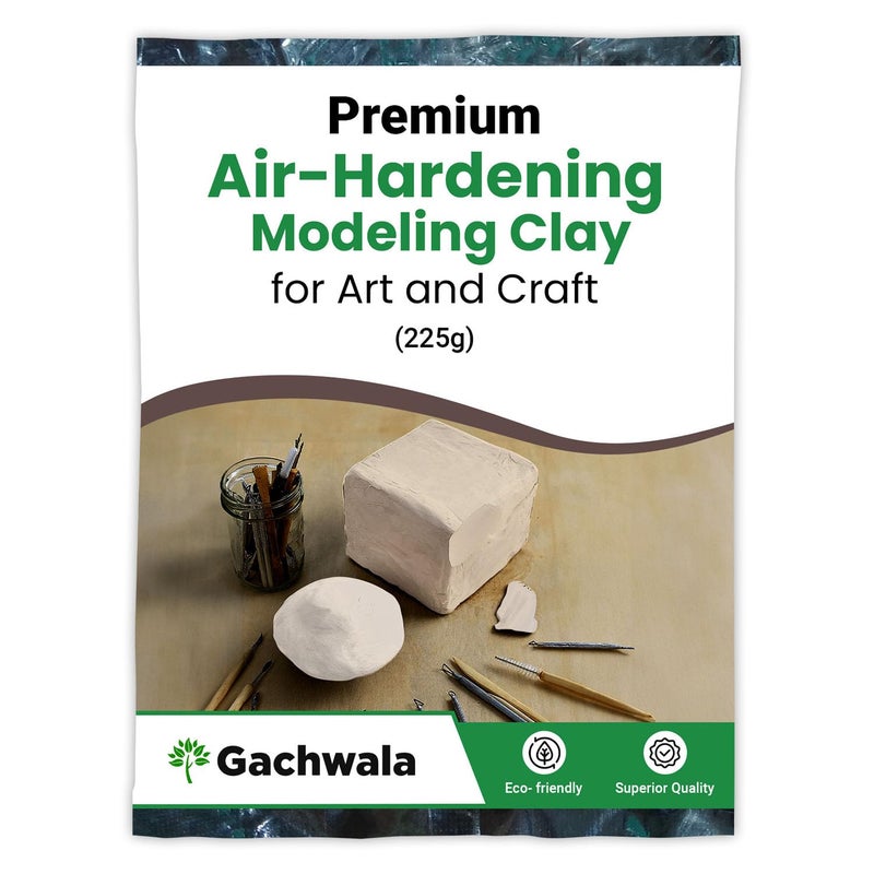 Gachwala Premium White Air Dry Clay 225gm Ideal for Lippan Art Sculpting Art Craft NonToxic Modeling Clay for Artists Students Kids Perfect for Molding Moulding and Handicraft Projects