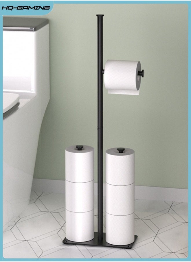 HQ-GAMING - Toilet Paper Holder Free Standing Large Capacity Toilet Paper Roll Holder for 7 Rolls, Black Toilet Paper Holder Stand with Non-Slip Stable Base, Black Toilet Paper Holder Stand for Bathroom - Image 1