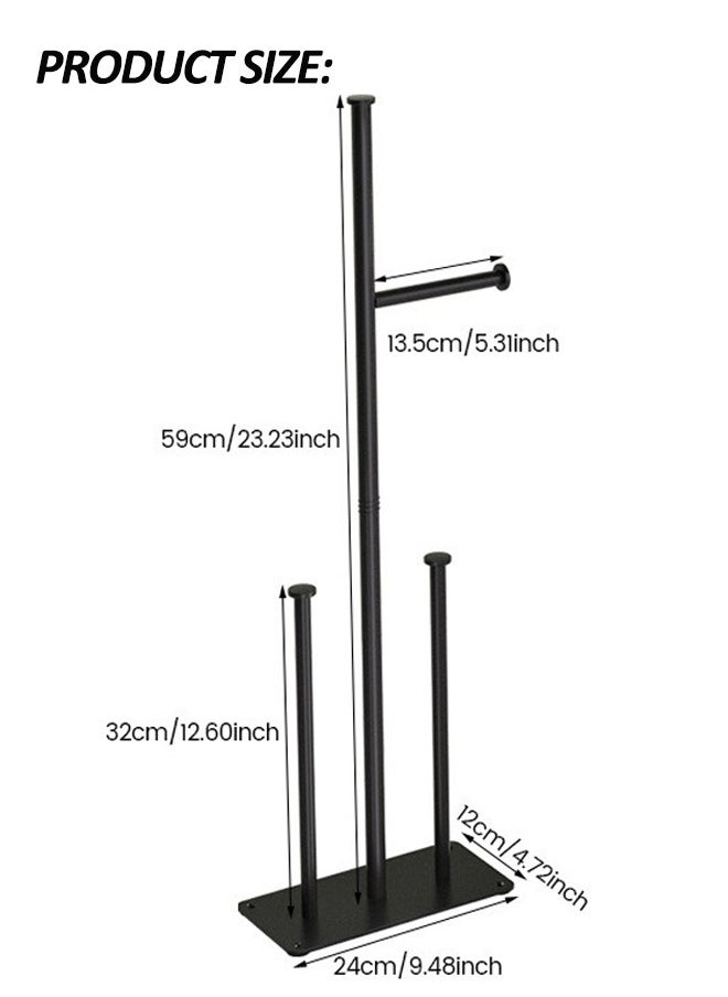 HQ-GAMING - Toilet Paper Holder Free Standing Large Capacity Toilet Paper Roll Holder for 7 Rolls, Black Toilet Paper Holder Stand with Non-Slip Stable Base, Black Toilet Paper Holder Stand for Bathroom - Image 1