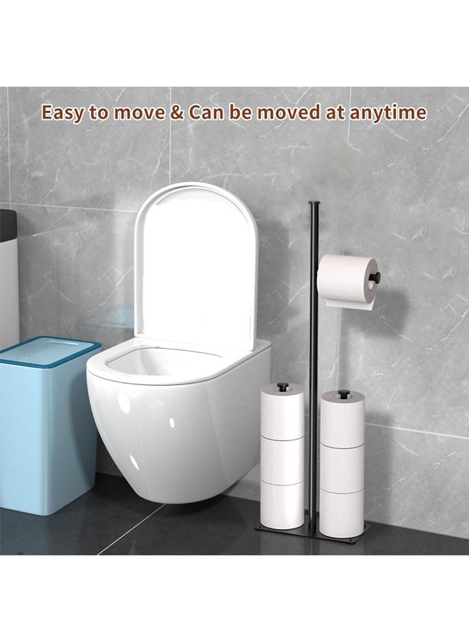 HQ-GAMING - Toilet Paper Holder Free Standing Large Capacity Toilet Paper Roll Holder for 7 Rolls, Black Toilet Paper Holder Stand with Non-Slip Stable Base, Black Toilet Paper Holder Stand for Bathroom - Image 1