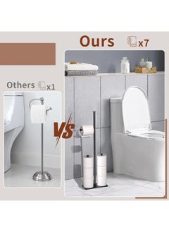 HQ-GAMING Toilet Paper Holder Free Standing Large Capacity Toilet Paper Roll Holder for 7 Rolls, Black Toilet Paper Holder Stand with Non-Slip Stable Base, Black Toilet Paper Holder Stand for Bathroom  - Image 4