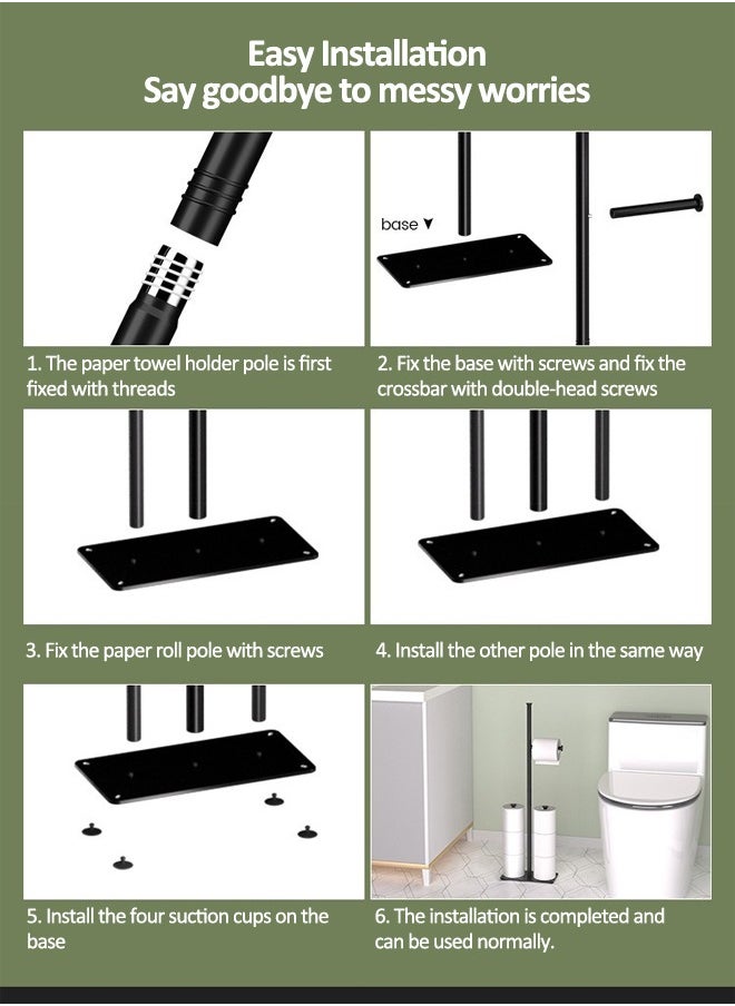 HQ-GAMING - Toilet Paper Holder Free Standing Large Capacity Toilet Paper Roll Holder for 7 Rolls, Black Toilet Paper Holder Stand with Non-Slip Stable Base, Black Toilet Paper Holder Stand for Bathroom - Image 1