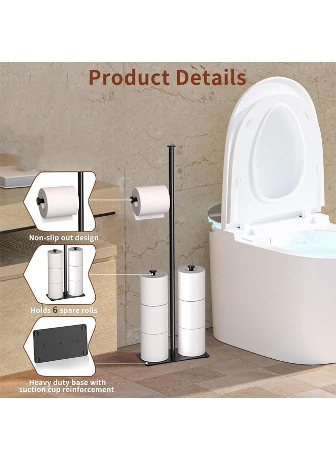 HQ-GAMING - Toilet Paper Holder Free Standing Large Capacity Toilet Paper Roll Holder for 7 Rolls, Black Toilet Paper Holder Stand with Non-Slip Stable Base, Black Toilet Paper Holder Stand for Bathroom - Image 1