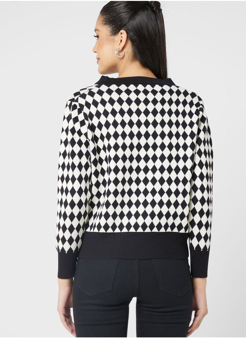 Ginger - Diamond Pattern Cardigan - Image 1