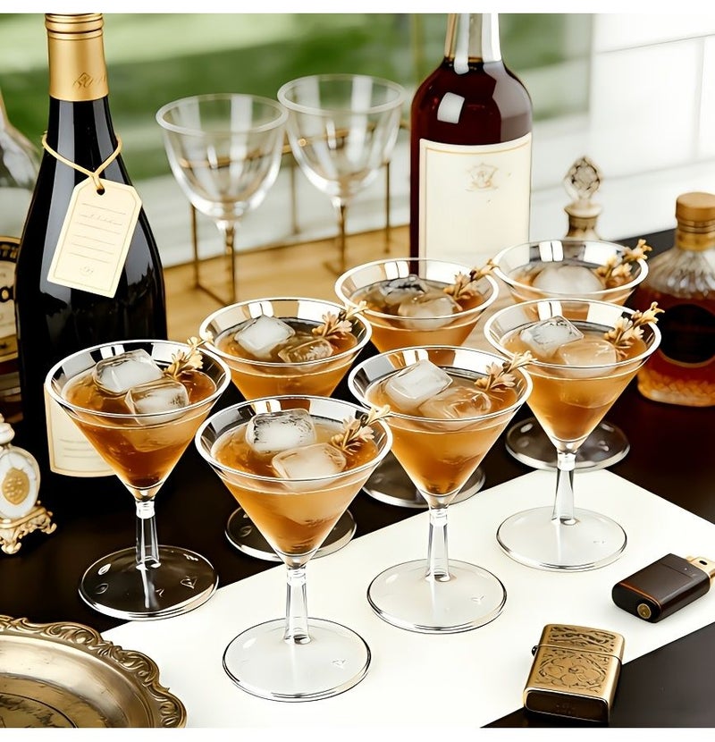 28pcs Transparent Stemware Set Champagne Flutes Martini Glasses Goblets Wine Glasses Reusable Party Dinner - Image 4