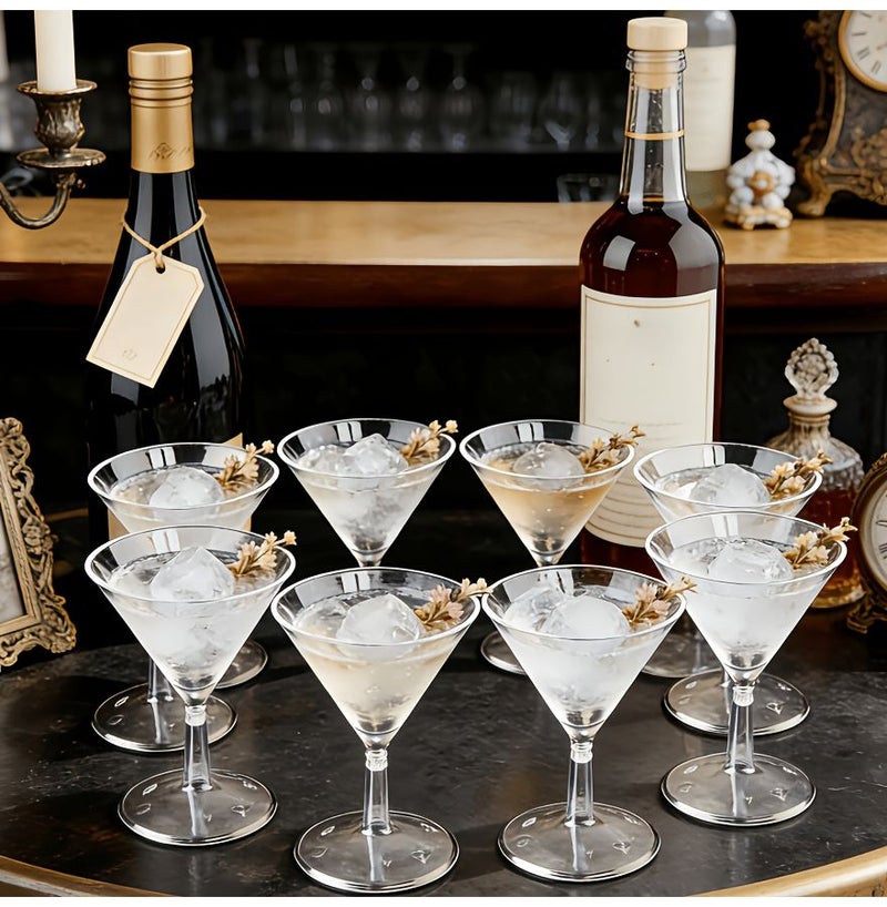 28pcs Transparent Stemware Set Champagne Flutes Martini Glasses Goblets Wine Glasses Reusable Party Dinner - Image 2