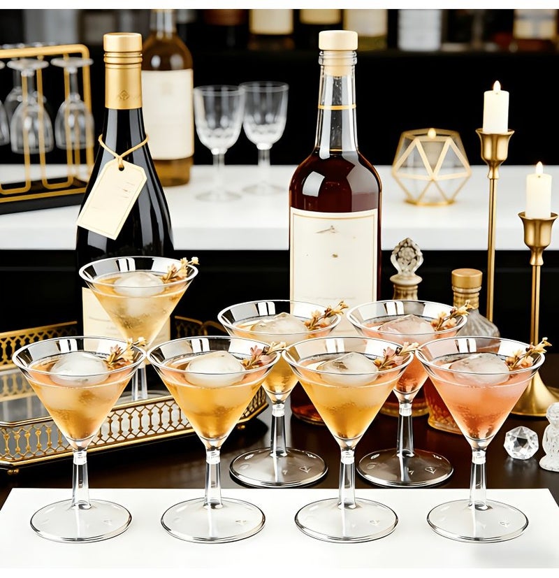 28pcs Transparent Stemware Set Champagne Flutes Martini Glasses Goblets Wine Glasses Reusable Party Dinner - Image 1