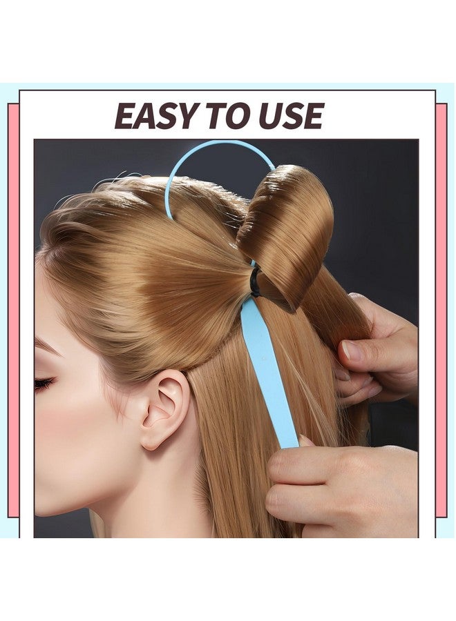Teenitor Teenitor 4pcs Pony Hair Tail Tools, 2 Pairs Hair Loop Styling Tool Hair Flipper Pull Through Tool, French Braiding Hair Tool Hair Accessories for Women Girls, Loop Hair Tool, Light Blue/Light Pink - Image 5