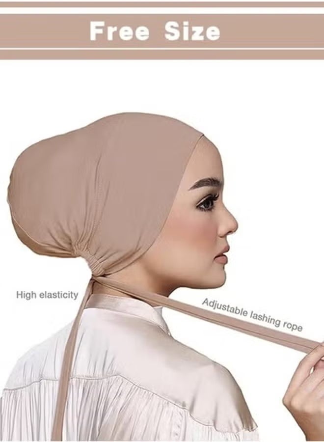 3PCS Women Hijab Undercap Under Scarf Hijab Cap With Tie-Back Inner Under Scarf Hat Turban - Image 2