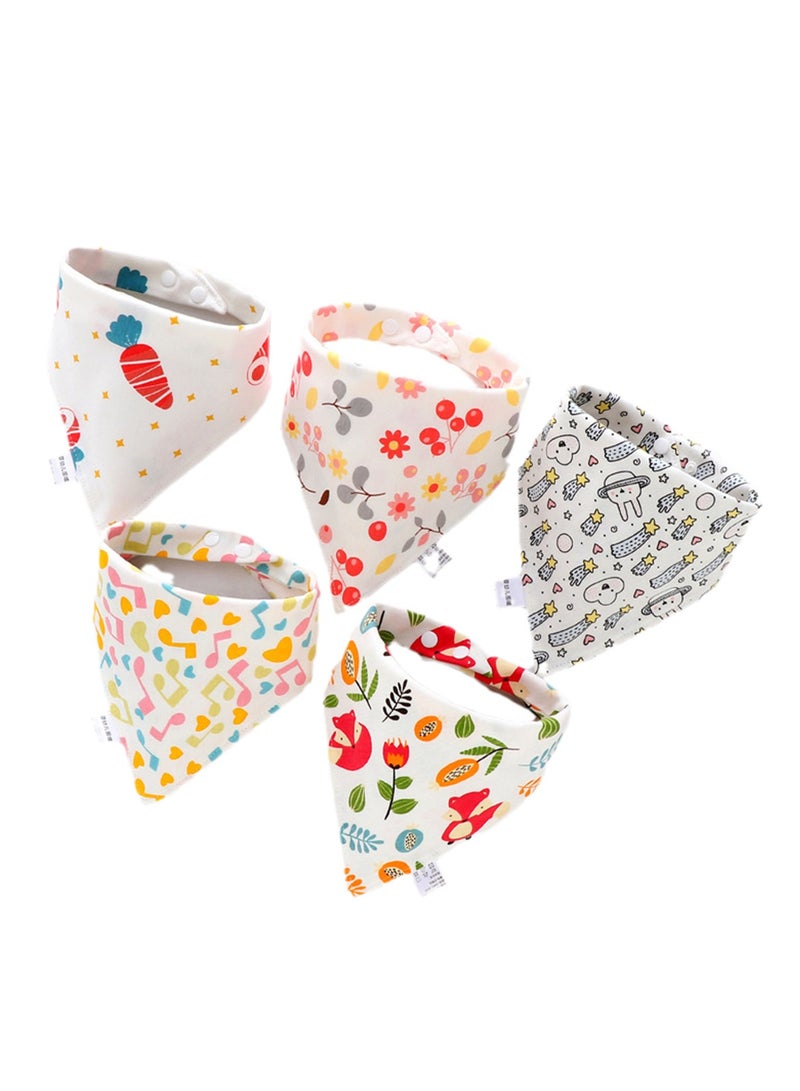 5pcs Baby saliva towel baby triangle towel pure cotton double-layer snap waterproof newborn bib pocket children's scarf - Image 1