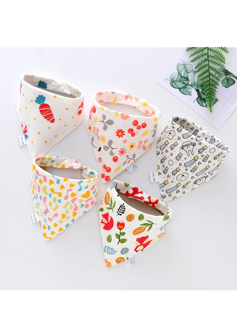 5pcs Baby saliva towel baby triangle towel pure cotton double-layer snap waterproof newborn bib pocket children's scarf - Image 2