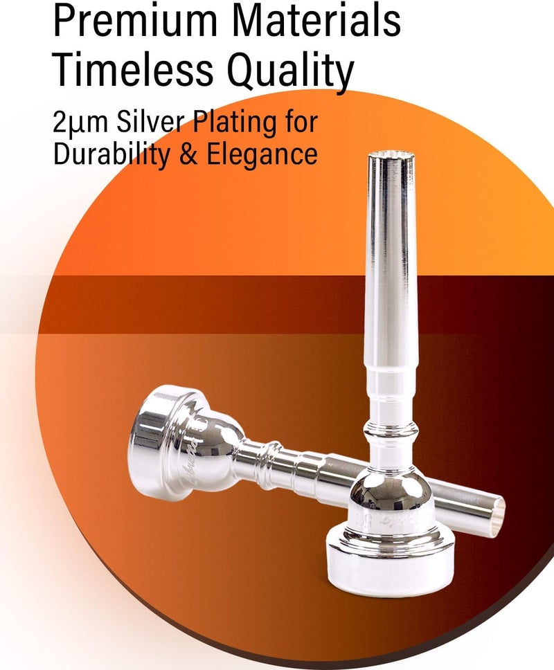 Libretto 5C Trumpet Mouthpiece, 2μm Silver Plated, Balanced Tone & Comfort, Fits C & B♭ Trumpets, Ideal for Versatile Playing & Intermediate Players - Image 3