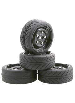 1/10 Level Running Racing Highway Street Running RV Wear-resistant Tire HSP Unlimited RC Remote Control Model Car Four Pack-Color:D1 + A Wheel Hub