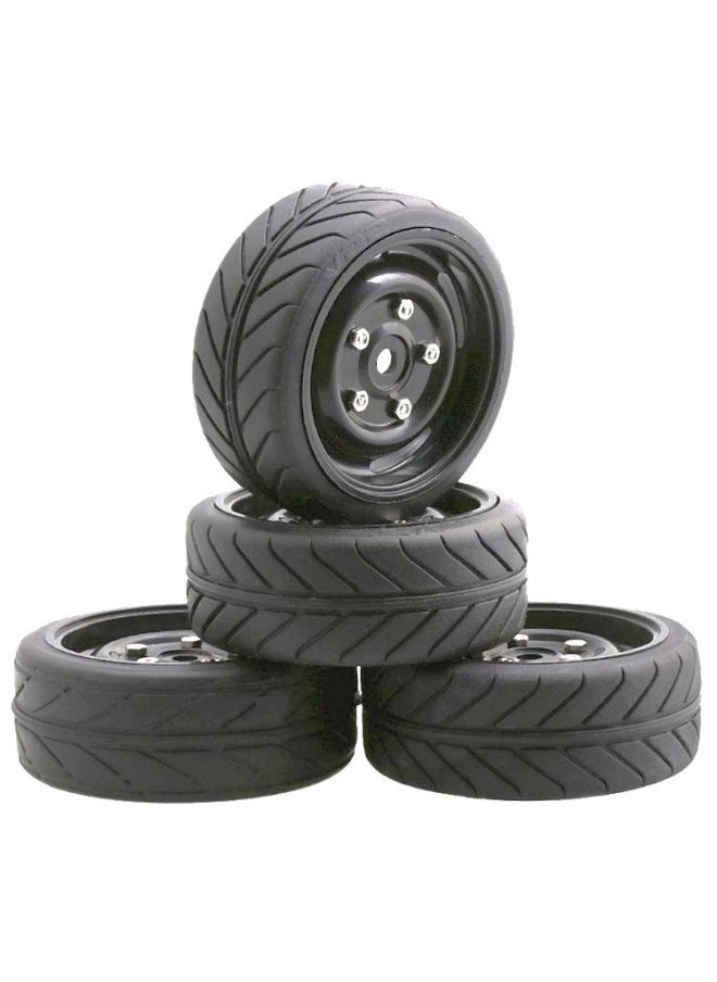 Generic - 1/10 Level Running Racing Highway Street Running RV Wear-resistant Tire HSP Unlimited RC Remote Control Model Car Four Pack-Color:D1 + A Wheel Hub - Image 1