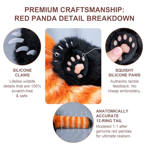 Chongker Cute Red Panda Plush Toy Weighted Stuffed Animals Red Panda Plush Animals Collection Handmade Like Real Large Size Stuffed Animals - Image 5