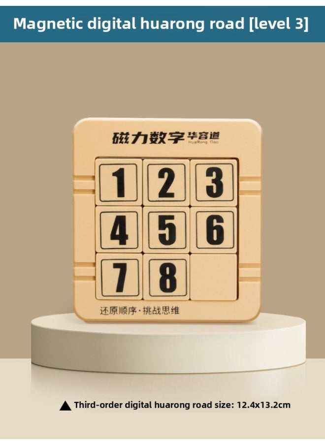 Huarong Road Sliding Puzzle Digital Special Primary School Students Hualong Three Kingdoms Children's Educational Toys Competition Magnetic Number HB-Color:[9 Grids] Magnetic Digital Huarong Road (level 3)  - Image 1