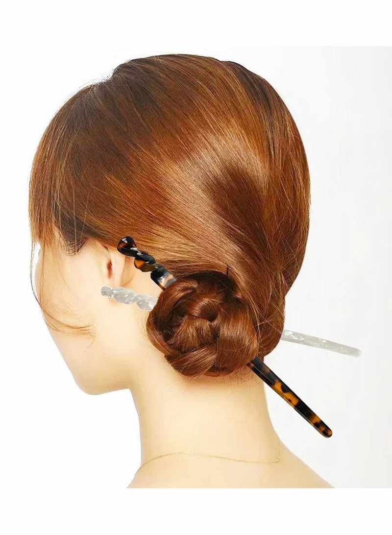 Y&D Acetate Hair Pins Sticks, U-Shaped Straight Chopsticks Hairpin Styling Accessories, Vintage Pin Fork Clips, for Girls Women Updos Buns, 8 Pieces+ 4 Pcs - Image 5