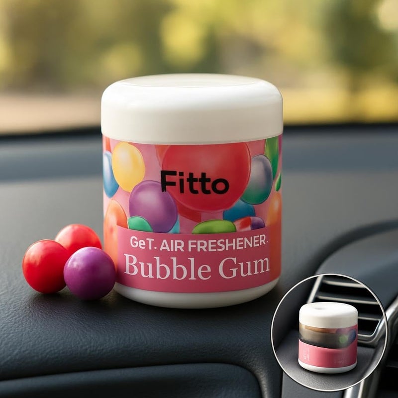 Fitto Solid Car Air Freshener Bubble gum Scent, Long Lasting Gel Odor Eliminator for Car Interior and Dashboard, 200gms - Image 2