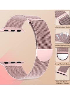 ANYOGRO Compatible with Apple Watch Band 42mm 41mm 40mm 38mm for Women and Men, Magnetic Metal Stainless Steel Strap Wristband Compatible for iWatch Series 10 9 8 7 6 5 4 3 2 1 SE Rose Gold  - Image 2