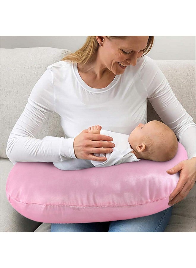برو غوليم غطاء وسادة الرضاعة برو جوليم ساتان ناعم الملمس، غطاء وسادة رضاعة للأمهات المرضعات، يناسب وسادة الرضاعة القياسية أو الموضع، باللون الوردي - Image 1