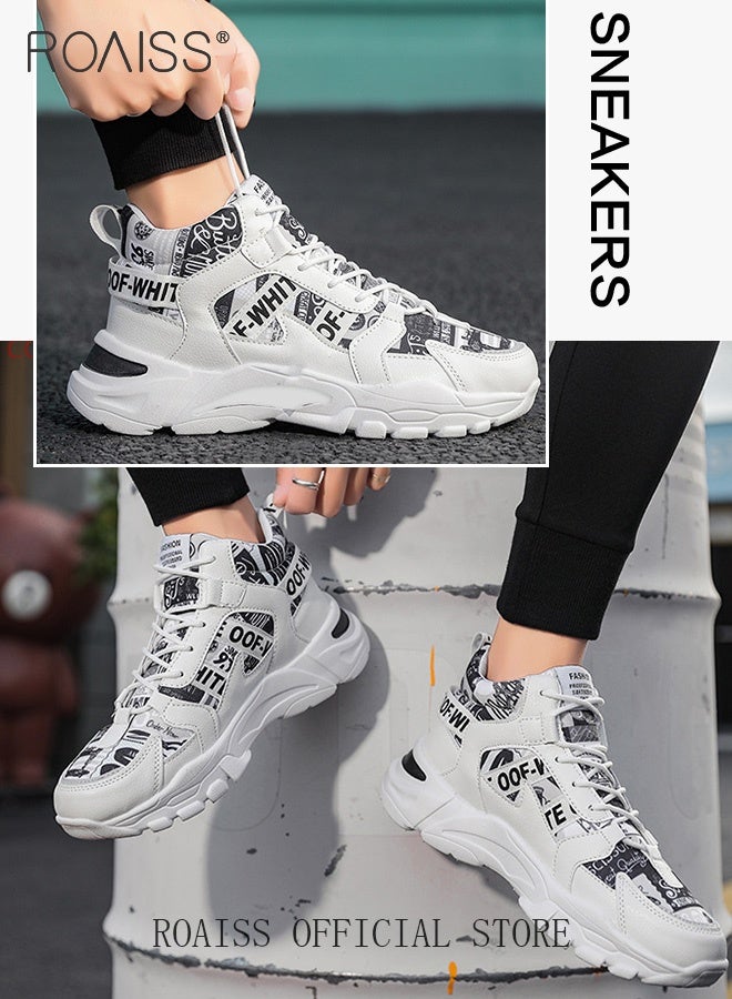 رويس أحذية رياضية أنيقة للرجال، أحذية منصة برباط غير قابلة للانزلاق، أحذية رياضية عالية الرقبة متعددة الاستخدامات، أحذية رياضية مريحة غير رسمية للرجال، مناسبة للارتداء اليومي والأنشطة الخارجية - Image 3