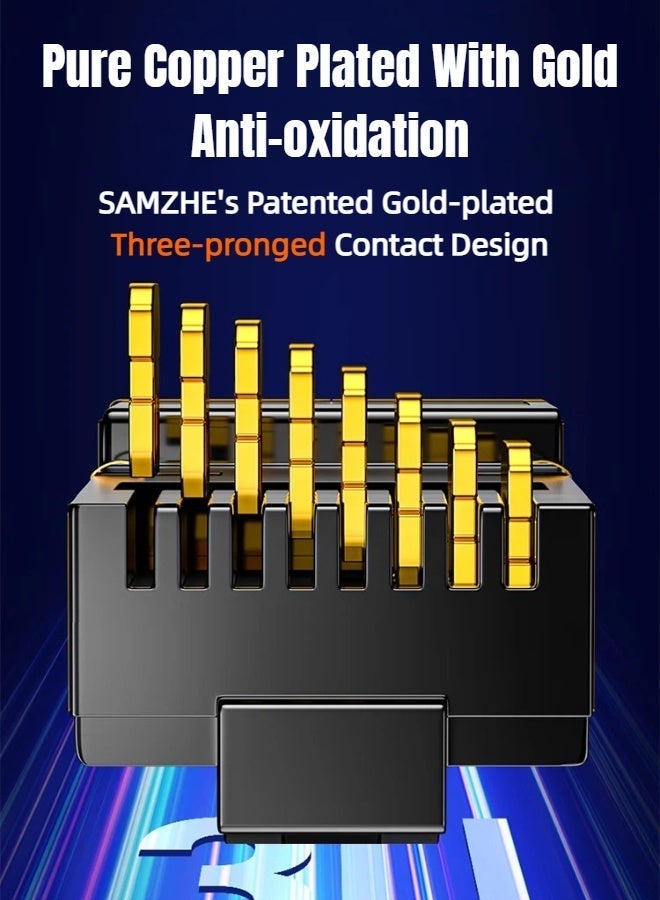 SAMZHE كابل إيثرنت Cat7 بطول 8 أمتار، عالي السرعة 10 جيجابت في الثانية، 600 ميجاهرتز، سلك LAN دائري محمي من النحاس النقي، موصل RJ45 مع غطاء واقٍ، مطلي بالذهب لمقاومة التداخل، سلك توصيل إنترنت للكمبيوتر لأجهزة PS5 وPS4 وXbox والكمبيوتر الشخصي والألعاب وأجهزة التوجيه والمودم (أسود) - Image 5