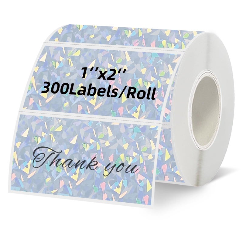 WANGHENG 2''x1'' Holographic Direct Thermal Barcode Labels,Self-Adhesive Thermal Printer Stickers for Address Design DIY Logo Businessï¼ˆGlassï¼‰ - Image 1