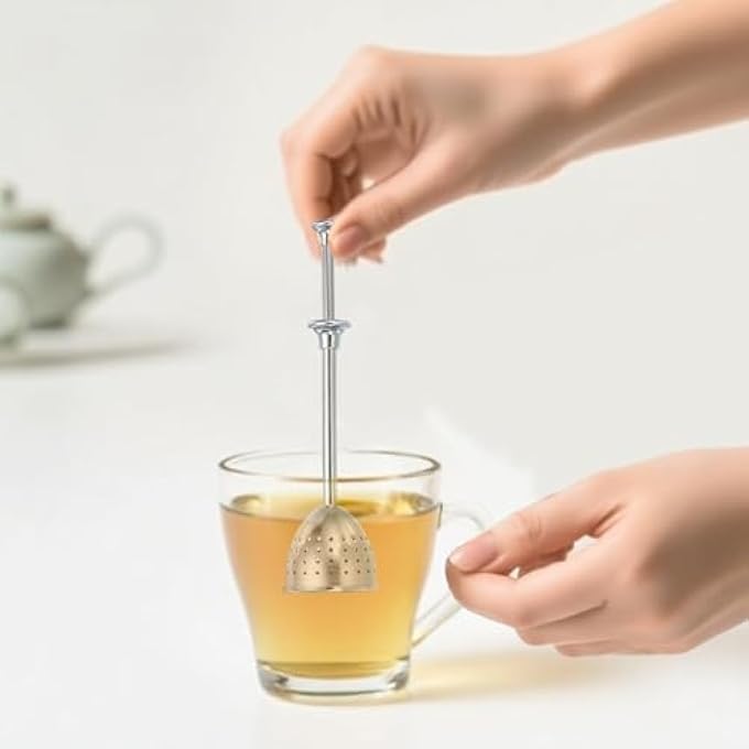 SYOSI 2 Pcs Stainless Steel Tea Infuser For Loose Leaves Adjustable Handle HalfSphere Tea Strainer Ball For Cup And Teapot Silver - Image 3