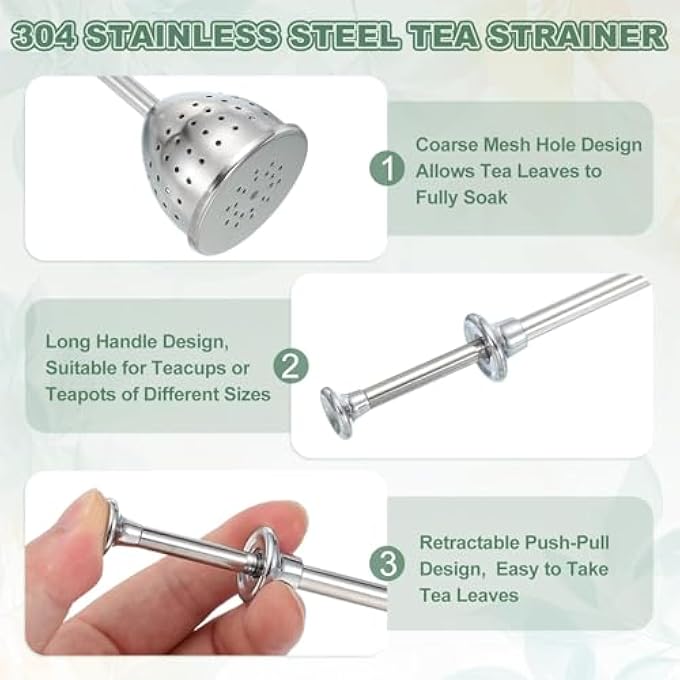 SYOSI 2 Pcs Stainless Steel Tea Infuser For Loose Leaves Adjustable Handle HalfSphere Tea Strainer Ball For Cup And Teapot Silver - Image 4