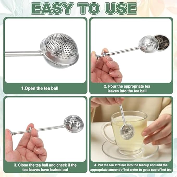 SYOSI 2 Pcs Stainless Steel Tea Infuser For Loose Leaves Adjustable Handle HalfSphere Tea Strainer Ball For Cup And Teapot Silver - Image 5