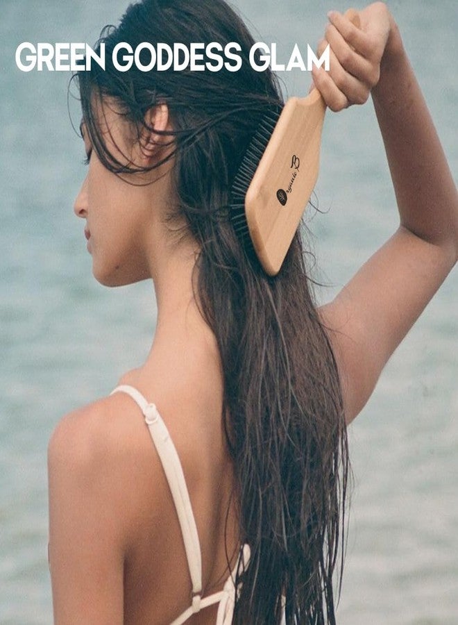 Organic B Wooden Hair Brush Comb for Women and Men, Paddle Cushion Comb Brush with Air Cushion, Nylon Bristles, Scalp Massage, Anti Static, Round Tip, Wood Handle, Salon Quality (Medium) - Image 5
