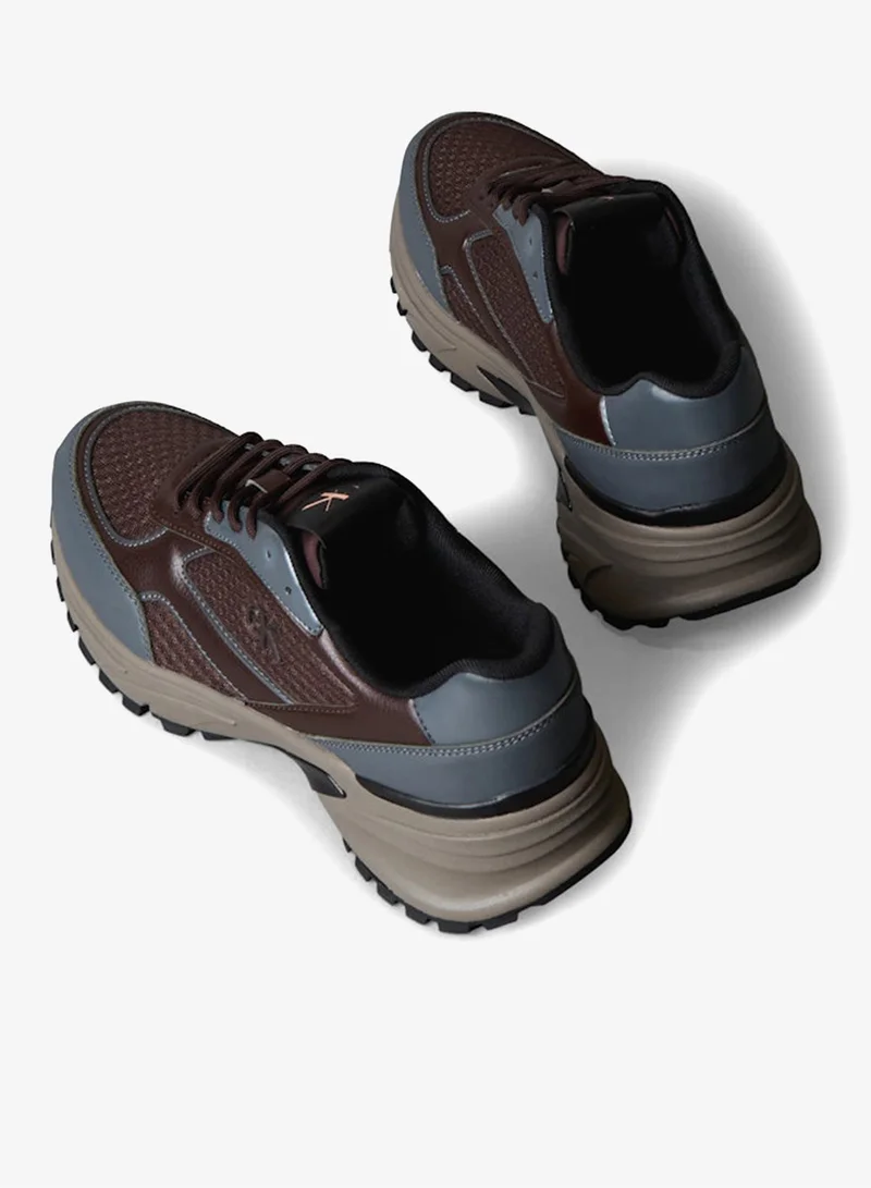 Calvin Klein Jeans Bordeaux/Coal/Taupe Smog Trailblazer — Mesh Mix Runner Trainers for Men | Best Price UAE