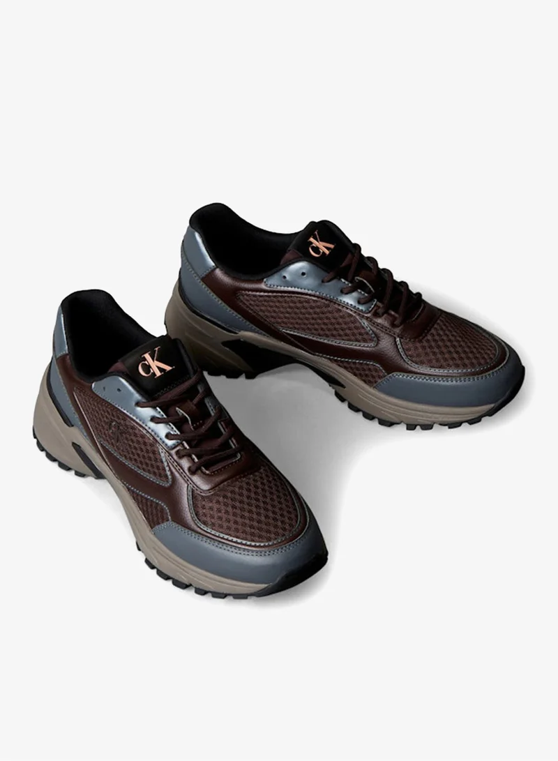 Calvin Klein Jeans Bordeaux/Coal/Taupe Smog Trailblazer — Mesh Mix Runner Trainers for Men | Best Price UAE